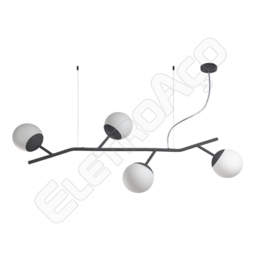 PENDENTE FLORA HORIZ. 4X VD LEIT. 950MM CABO PP 4XG9 PT LISO
