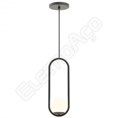 PENDENTE DUBAI OVAL GLOBO PEQUENO 1 X G9 VD. JAT. - PRETO