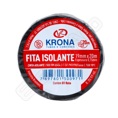 FITA ISOLANTE 1 9MMX20M ANTI-CHAMA KRONA (REF 1302)