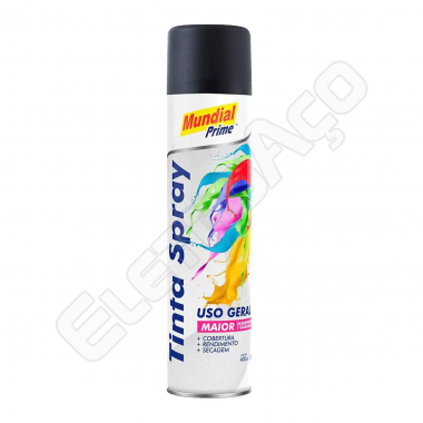 TINTA SPRAY 400ML PRIME A TEMP PRETO FOSCO MUNDIAL