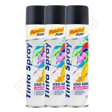 TINTA SPRAY 400ML PRIME UG PRETO FOSCO MUNDIAL