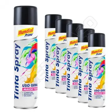 TINTA SPRAY 400ML PRIME UG PRETO BRILHANTE MUNDIAL